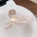Pinza para el pelo con lazo rosa perlado, acabado iridiscente y muelle metálico dorado - Amarillo Iridiscente