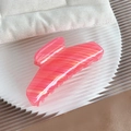 Pink French striped acrylic hair claw clip with pearlescent finish and shark clip design - Red Stripe
