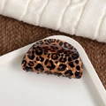 Classic half-round leopard print hair claw clip with smooth tortoiseshell finish - Half Round-Brown