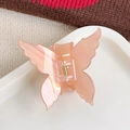 Chic peach pink butterfly hair claw with iridescent pearl finish and gold spring - Gradient Pinkish Brown
