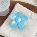 Elegante pinza per capelli in acetato blu traslucido a forma di fiore da donna - Blu Metallico