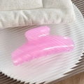 French style striped translucent light pink acrylic shark hair claw clip for women - Purple Striped