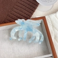 Pinza per capelli spessa in acetato con motivo marmorizzato blu e bianco per donna - 9.8cm / blu ghiaccio
