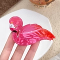 Pink gradient acrylic flamingo hair claw clip with glossy finish for women's hairstyle - Red Flamingo