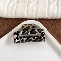 Rectangle leopard print hair claw clip in classic brown and black tortoiseshell finish - Medium-Cyan