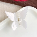 Creamy white butterfly hair claw clip with iridescent finish and gold spring - Iridescent White