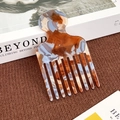 Brown and blue marble pattern acetate wide tooth hair comb for thick hair styling - Yellow Blue