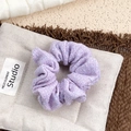 Elegant light purple tweed hair scrunchie with classic woven texture for women - Purple