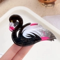 Flamingo hair claw clip in black and pink acrylic finish with vibrant candy color design - Black Flamingo