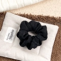 Elegant black tweed scrunchie with silver glitter, stylish hair accessory for women - Black