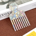 Fashion acetate hair comb with iridescent pearl texture and anti-static wide teeth - Iridescent White