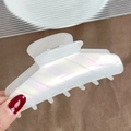 Iridescent white pearlescent large hair claw clip with shell-like shimmer finish - Striped White