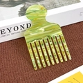 Fine-tooth acetate comb with light green and yellow marble patterns for women - Shimmering Green