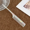 Pettine per capelli in acetato cangiante con manico lungo a punta perlato - Bianco Iridescente