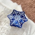 Blue snowflake acetate hair clip with sparkling rhinestones for winter fashion styles - Blue