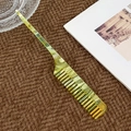 Peigne à cheveux en acétate vert marbré avec long manche pour coiffage et sectionnement - Vert chatoyant