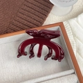 Elegante pinza per capelli a fiocco in acetato rosso vino su vassoio decorativo - 9.8cm / Borgogna