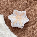 Elegant white snowflake hair clip with golden patterns and sparkling rhinestones - White