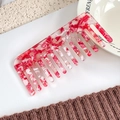Elegant red and white marble texture acetate wide-tooth hair comb for wavy hair - Floral Red