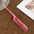 Peigne à cheveux en acétate marbré rose avec manche pointu pour coiffer et séparer - Rouge Floral