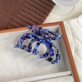 Elegante pinza per capelli in acetato marmorizzato blu e viola per acconciature chignon - 9.8cm / Viola Blu Floreale