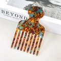 Acetate wide-tooth hair comb featuring blue and amber tortoiseshell marble pattern - Blue Brown