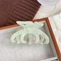 Pinza per capelli a fiocco verde menta in acetato con texture marmorizzata perlata - 9.8cm / Verde Floreale