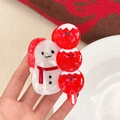 Haarklammer aus Acetat als Schneemann mit festlichem rotem Marmor-Finish für Damen - Schneemann-Zuckerhagedorn