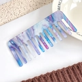 Wide-tooth hair comb with elegant purple and blue marble acetate texture pattern - Pink Blue (Bluish)