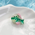 Mini green fish-shaped hair claw made of premium acetate with summer ocean vibes - Cyan Fish