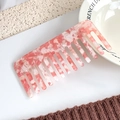 Pink floral acetate wide-tooth hair comb with marble texture for detangling hair - Floral Pink