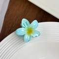 Pince à cheveux fleur de frangipanier bleue élégante pour les vacances à la plage - Bleu