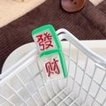 Mahjong theme hair clip featuring red characters for wealth and fortune in acrylic - Fortune