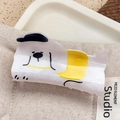 Cute cartoon puppy hair claw clip in white marble acrylic with yellow outfit detail - Yellow Scarf Dog