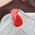 Chinese New Year festive red lucky bag hair clip with golden knot and Fu character - Blessing Bag