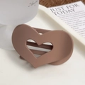 Molla per capelli a cuore opaco marrone con design traforato e chiusura a scatto - Cachi