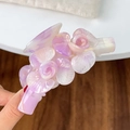 Pince à cheveux fleurie en acétate aux teintes lavande nacrée et blanc crème - Violet Fleuri