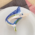 Swordfish hair claw clip made of tortoiseshell acetate in cream, blue, and green colors - Swordfish Style / 10.8cm / Blue