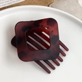 Pinza per capelli quadrata in resina tartarugata ambra scura per acconciature eleganti - Quadrato Cavo (Guscio Rosso) / Marrone Rosso
