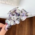 Pince à cheveux élégante en acétate avec fleurs violettes irisées pour femmes - Violet Métallique