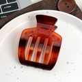 Pinza per capelli quadrata minimalista in tartaruga ambrata con fessure verticali - Ambra
