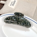 Pinza per capelli classica con texture marmorizzata verde scuro e grigio per donne - Verde