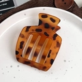 Pinza per capelli quadrata cava con motivo tartarugato ambra classica per donna - Leopardo Giallo