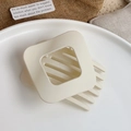 Elegante pinza per capelli quadrata color crema con finitura opaca su ceramica - Quadrato Cavo (Bianco Sporco Opaco) / Bianco
