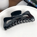 Classic large black bow-shaped claw clip with gold Barrette La France lettering - Black