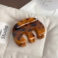 Medium amber tortoiseshell pumpkin hair claw clip for elegant half-up hairstyles - Dark Tortoiseshell