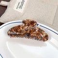 Large tortoiseshell hair claw clip with ink pattern in stylish brown and white tones - Orange Yellow