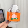 Pinza para el pelo transparente con forma de botella, cinta naranja y diseño de melocotón - Botella de Melocotón Naranja