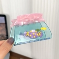 Pinza para el pelo de acetato azul con forma de tarro y dulces coloridos en relieve - Caramelo Azul Transparente