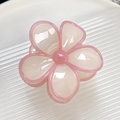 Pinza per capelli a fiore rosa e crema effetto gelatina in resina lucida per l'estate - bianco-rosa